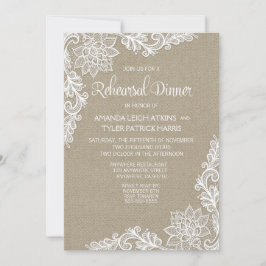 バーラップ&レースフローラリハーサルディナー招待状 招待状