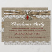 バーラップ&レースヴィンテージクリスマスパーティー招待状 招待状 (正面/裏面)