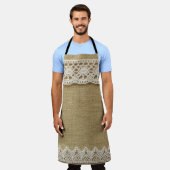 バーラップ、レース生地のテクスチャ。 エプロン (着用した状態)