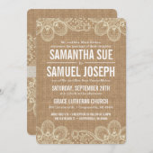 バーラップ&レース結婚式招待状 招待状 (正面/裏面)