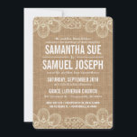 バーラップ&レース結婚式招待状 招待状<br><div class="desc">バーラップとレースデザインを備えた結婚式招待状。素朴で田舎のシックな結婚に最適。背面モノグラムのを備える。一致する部分：</div>