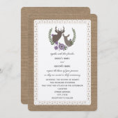 バーラップ+レー刺激を受けたスパープルフローラバック+ Doe 招待状 (正面/裏面)