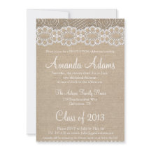 バーラップ&ヴィンテージレースの卒業招待状