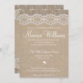 バーラップ&ヴィンテージレースブライダルシャワーの招待 招待状 (正面/裏面)