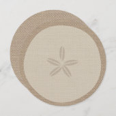 バーラップ·刺激を受けたサンドドル·ラウンド·ウェディング·インビティ 招待状 (正面/裏面)