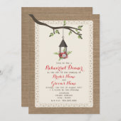 バーラップ·刺激を受けたフローラ·ランタン·リハーサル·ディナー 招待状 (正面/裏面)