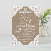 バーラップ&素朴ホワイトレースヘンパーティー 招待状 (スタンド正面)