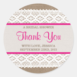 バーラップ&素朴ヴィンテージホワイトレースブライダルシャワー ラウンドシール