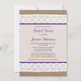 バーラップ&素朴ヴィンテージホワイトレースブライダルシャワー 招待状