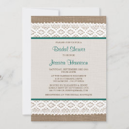 バーラップ&素朴ヴィンテージホワイトレースブライダルシャワー 招待状