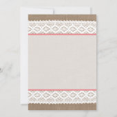 バーラップ&素朴ヴィンテージホワイトレースブライダルシャワー 招待状 (裏面)