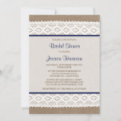 バーラップ&素朴ヴィンテージホワイトレースブライダルシャワー 招待状 (正面)