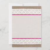 バーラップ&素朴ヴィンテージホワイトレースブライダルシャワー 招待状 (裏面)