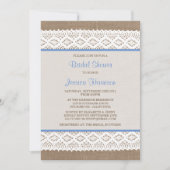 バーラップ&素朴ヴィンテージホワイトレースブライダルシャワー 招待状 (正面)