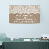 バーラップ&素朴ヴィンテージホワイトレースブライダルシャワー 横断幕 (トレードショー)