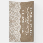 バーラップ&素朴ヴィンテージホワイトレースブライダルシャワー 横断幕 (縦)