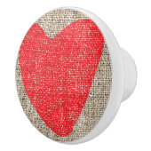 バーラップ&赤いハートかわいいカントリー素朴ドレッサー セラミックノブ (右)