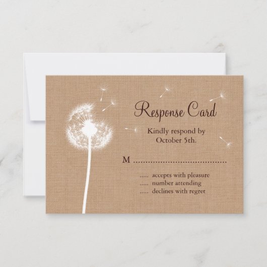 バーラップRSVPのタンポポ 出欠カード (正面)