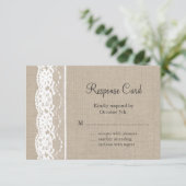 バーラップRSVPの白のレース 出欠カード (スタンド正面)