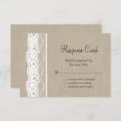 バーラップRSVPの白のレース 出欠カード (正面/裏面)