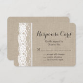 バーラップRSVP 2の白のレース 出欠カード (正面/裏面)