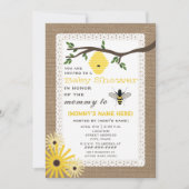 バーラッ刺激を受けたプ·ハニーをテーマにしたベビーシャワー 招待状 (正面)