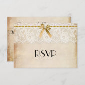 バーラッ素朴プとレースのウェディングRSVP 出欠カード (正面/裏面)
