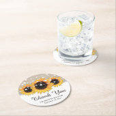 バーラッ素朴プひまわり結婚の花ありがとう ラウンドペーパーコースター (インサイチュ)