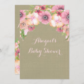 バーラッ素朴プ水彩フラワーベビーシャワー 招待状 (正面/裏面)