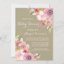 バーラッ素朴プ水彩フラワーベビーシャワー