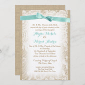 バーラッ魅力的プの弓とレース 招待状 (正面/裏面)