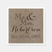 バーラパーソナライズされたップの素朴結婚形見 スタンダードカクテルナプキン (正面)