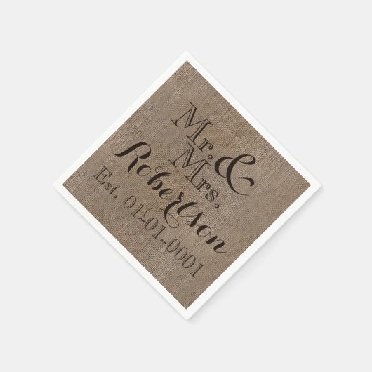 バーラパーソナライズされたップの素朴結婚形見 スタンダードカクテルナプキン (角)