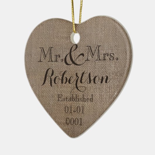 バーラパーソナライズされたップの素朴結婚形見 セラミックオーナメント (左)