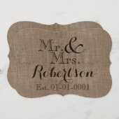 バーラパーソナライズされたップの素朴結婚形見 招待状 (正面/裏面)