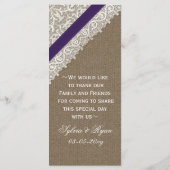 バーラフェイクップとパープル結婚レースの名刺 メニュー (裏面)