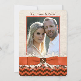 バーラフェイクップ、レースPHOTOウェディング招待、シェブロン5 招待状