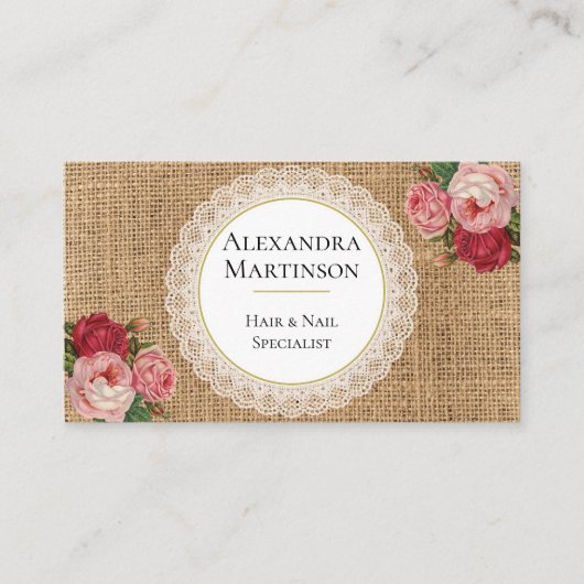 バーラユニークップヴィンテージバラフローラレース 名刺 (正面)