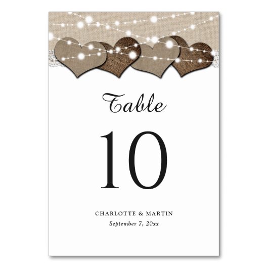 バーラ素朴ップとレース結婚のテーブル番号 テーブルナンバー (正面)