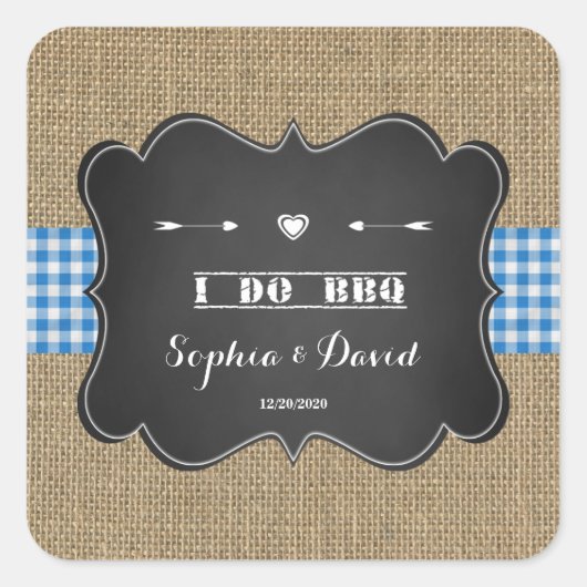 バーラ素朴ップとChalkboard I DO BBQ スクエアシール (正面)