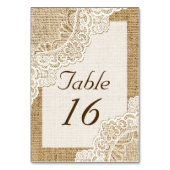 バーラ素朴ップのテー結婚ブル番号の白いレース テーブルナンバー (裏面)