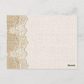 バーラ素朴ップのテー結婚ブル番号の白いレース ポストカード (裏面)