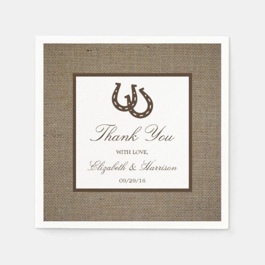 バーラ素朴ップの国の馬結婚蹄形 スタンダードカクテルナプキン (正面)