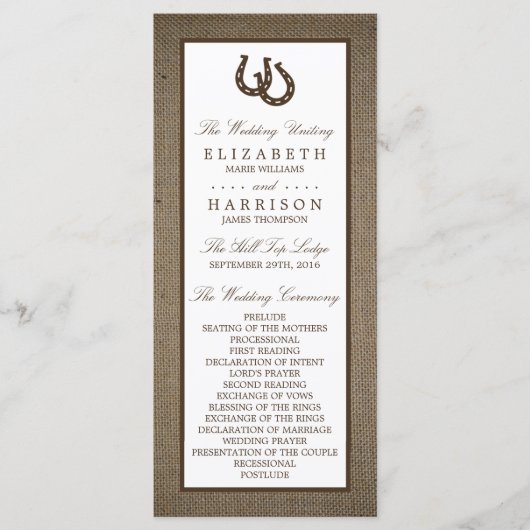 バーラ素朴ップの国の馬結婚蹄形 プログラム (正面)