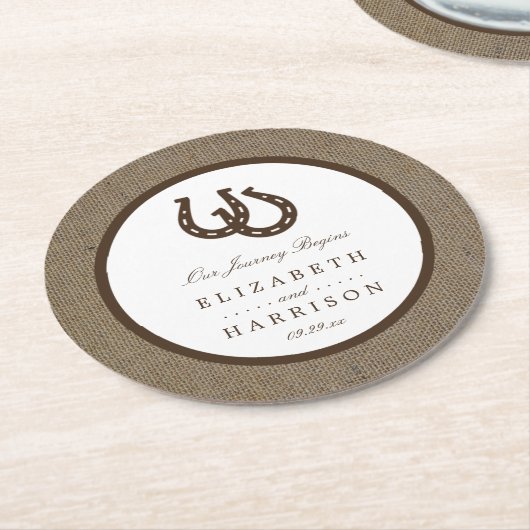 バーラ素朴ップの国の馬結婚蹄形 ラウンドペーパーコースター (アングル)