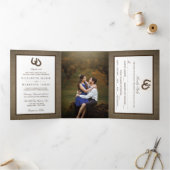 バーラ素朴ップの国の馬結婚蹄形 三つ折り招待状 (内部)