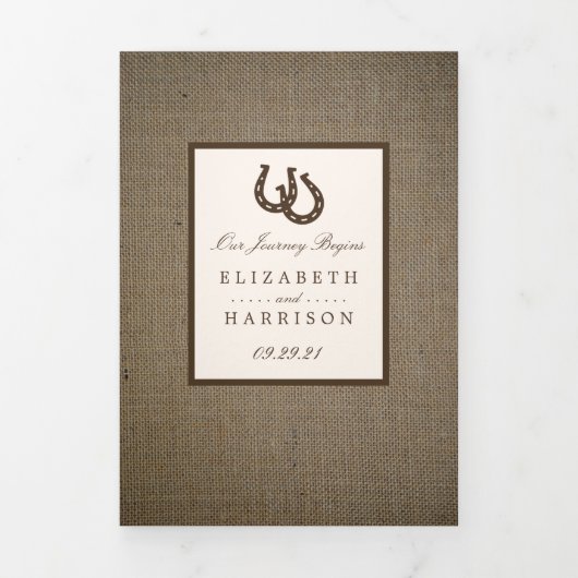 バーラ素朴ップの国の馬結婚蹄形 三つ折り招待状 (カバー)