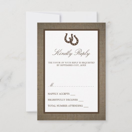 バーラ素朴ップの国の馬結婚蹄形 出欠カード (正面)