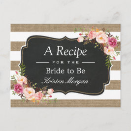 バーラ素朴ップストライプフローラブライダルシャワーレシピ ポストカード