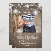 バーラ素朴ップス白熱［赤熱］光を放つターズメリークリスマス写真 シーズンカード (正面/裏面)